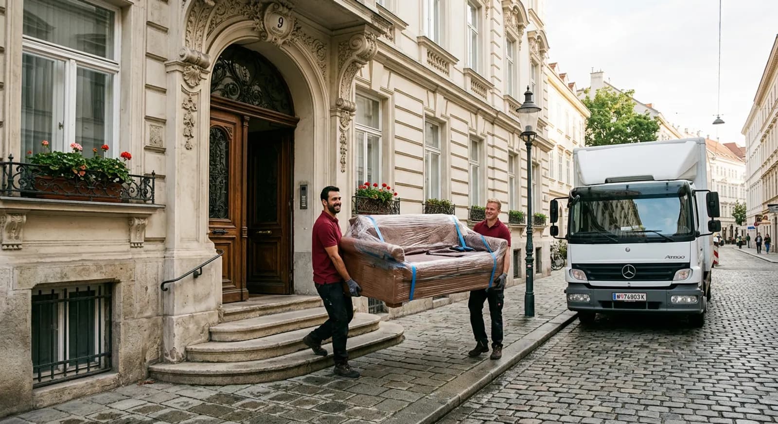 Umzugsteam beim Beladen eines Umzugswagens in Wien